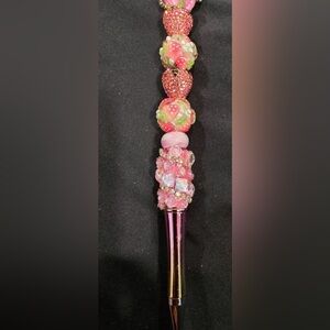 Elegant Pink Beaded Hair Stick
